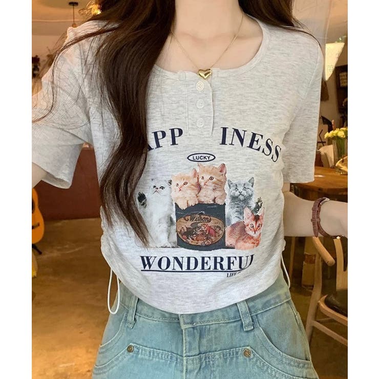 冬新作 猫プリント サイドシャーリング | ShopNikoNiko | 詳細画像9 