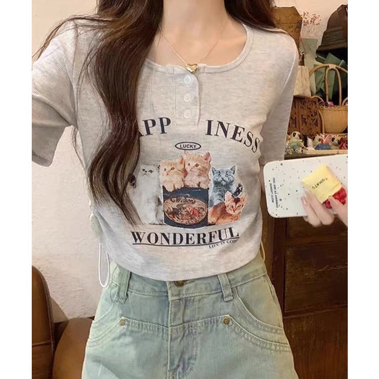 冬新作 猫プリント サイドシャーリング | ShopNikoNiko | 詳細画像13 