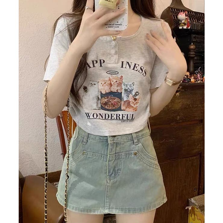 冬新作 猫プリント サイドシャーリング | ShopNikoNiko | 詳細画像14 