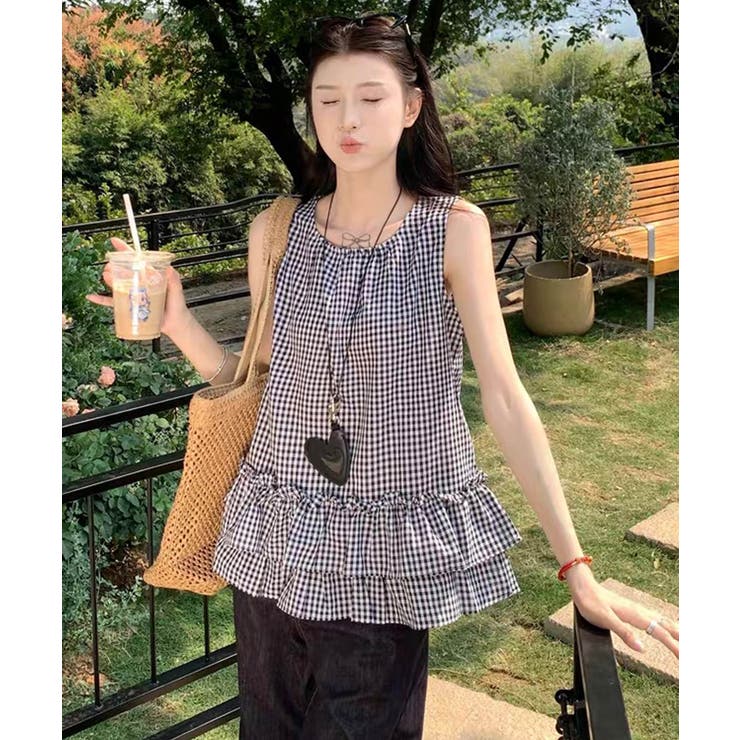 冬新作 ギンガムチェック ティアードフリル | ShopNikoNiko | 詳細画像6 