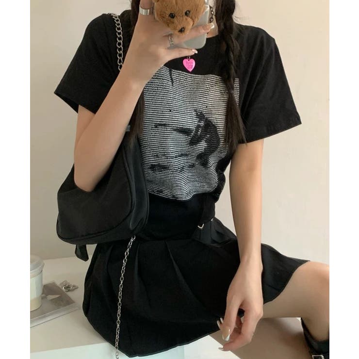 ブラック | 冬新作 ロゴプリント アシンメトリー | ShopNikoNiko