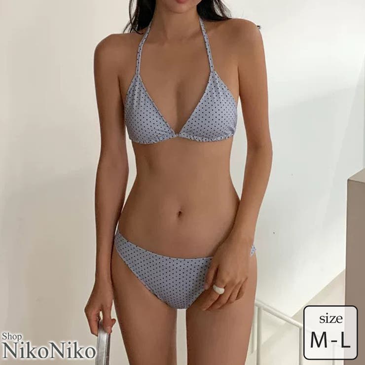 夏新作 水色ドット柄 トライアングルビキニ | ShopNikoNiko | 詳細画像1 