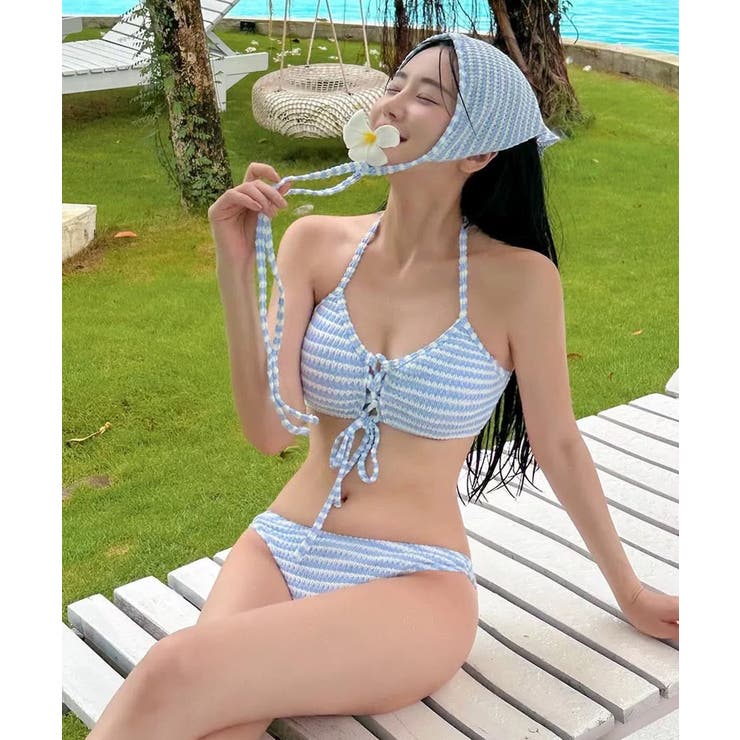 夏新作 水色ボーダー バブーシュカ付 | ShopNikoNiko | 詳細画像4 