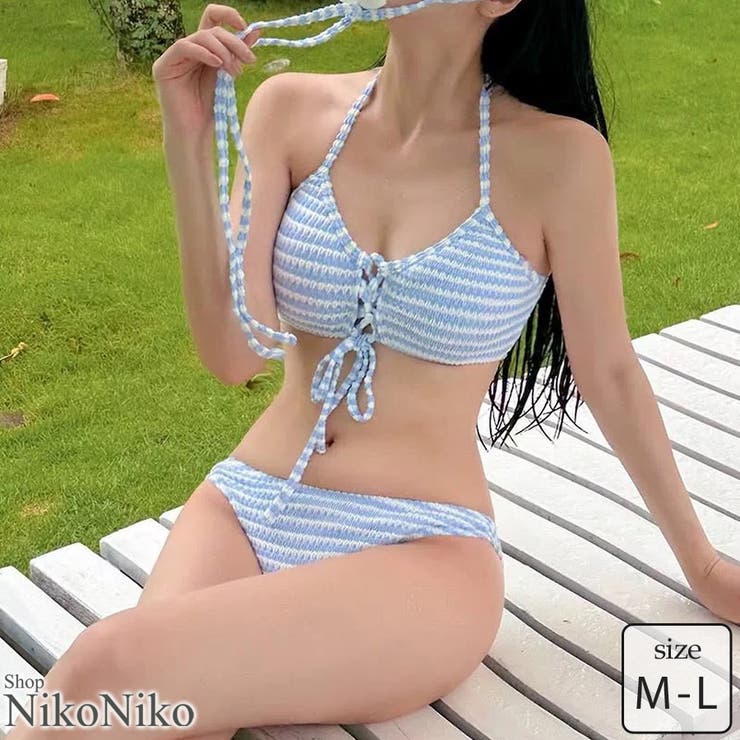 夏新作 水色ボーダー バブーシュカ付 | ShopNikoNiko | 詳細画像1 