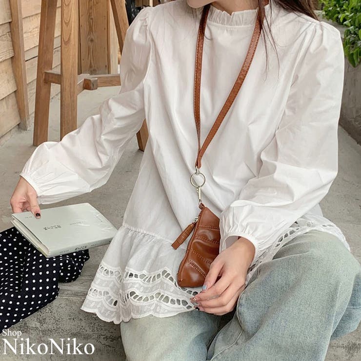 夏新作 パンチングレース フリルネック | ShopNikoNiko | 詳細画像1 