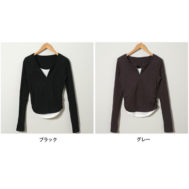 春新作 レイヤード風 フィンガーホール付き | ShopNikoNiko | 詳細画像2 