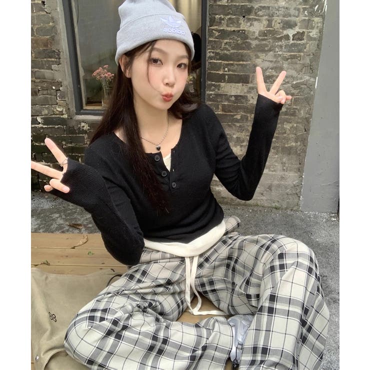 春新作 レイヤード風 ヘンリーネック | ShopNikoNiko | 詳細画像6 