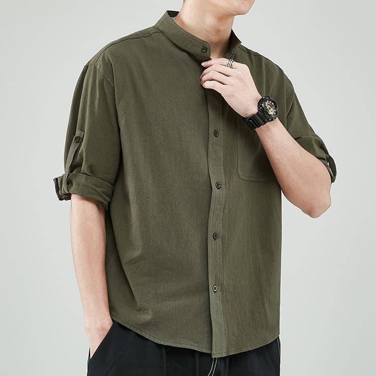 グリーン | シャツ メンズ 7分袖シャツ | shoppinggo