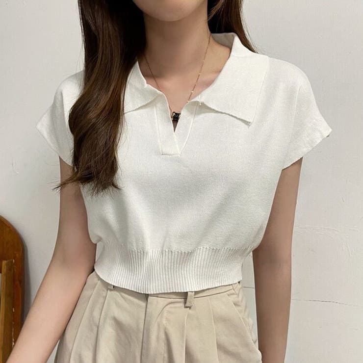 ホワイト | ニット レディース 半袖 | shoppinggo