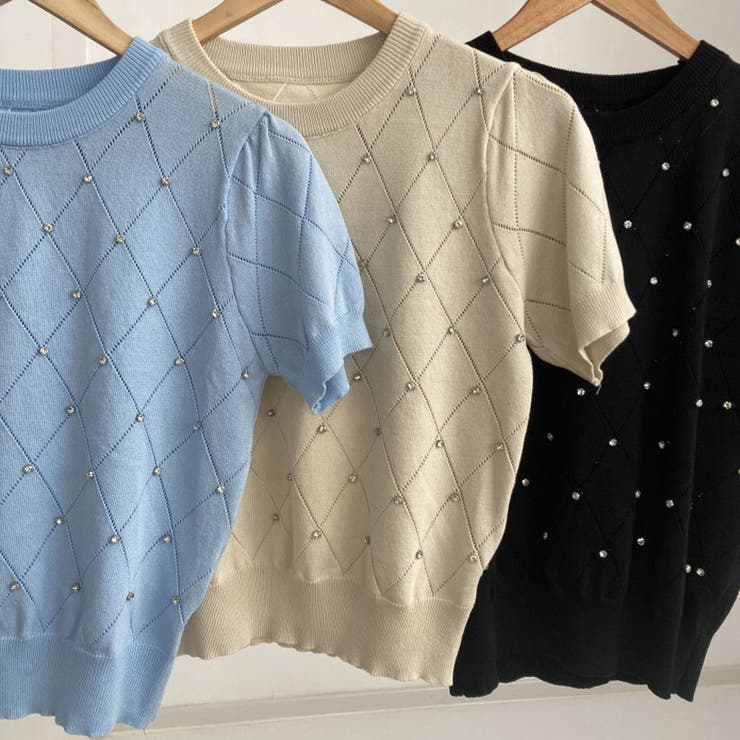 ラインストーン付 ニット メッシュ | shoppinggo | 詳細画像4 