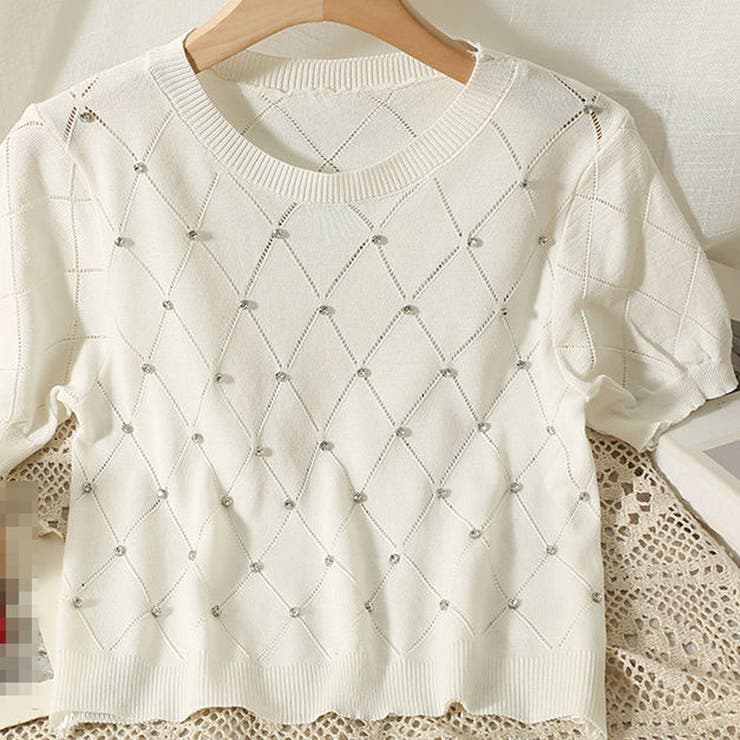 ラインストーン付 ニット メッシュ | shoppinggo | 詳細画像7 