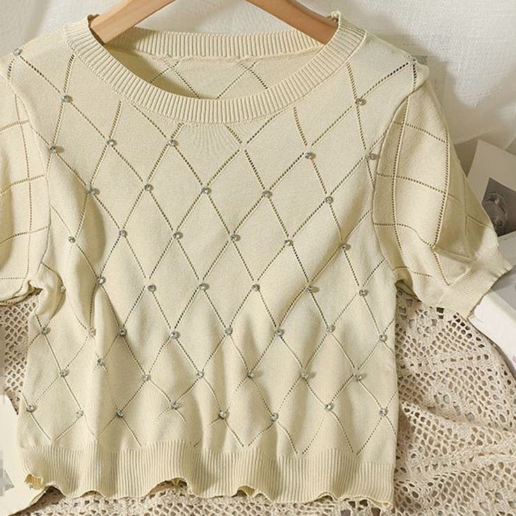 ラインストーン付 ニット メッシュ | shoppinggo | 詳細画像8 