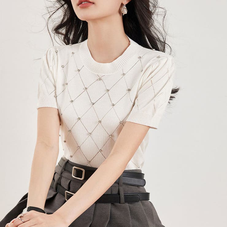 ラインストーン付 ニット メッシュ | shoppinggo | 詳細画像11 