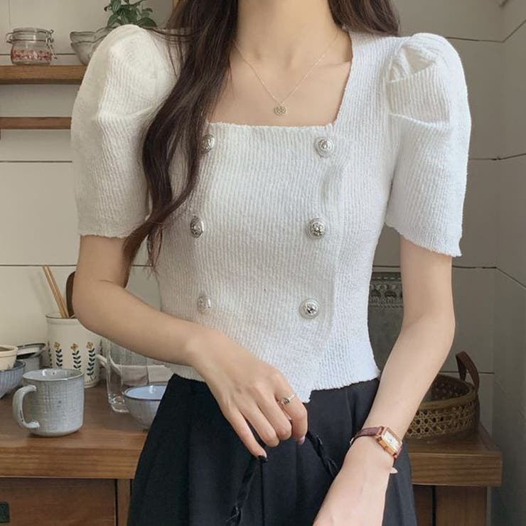 ホワイト | ニット レディース 半袖 | shoppinggo