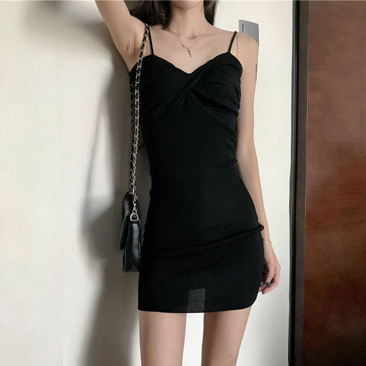 ブラック | ニットワンピース ノースリーブ ニット | shoppinggo