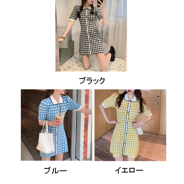 韓国風 ニットワンピース ミニ丈[品番:JRKW0004869 韓国風 ニットワンピース ミニ丈[品番:JRKW0004869