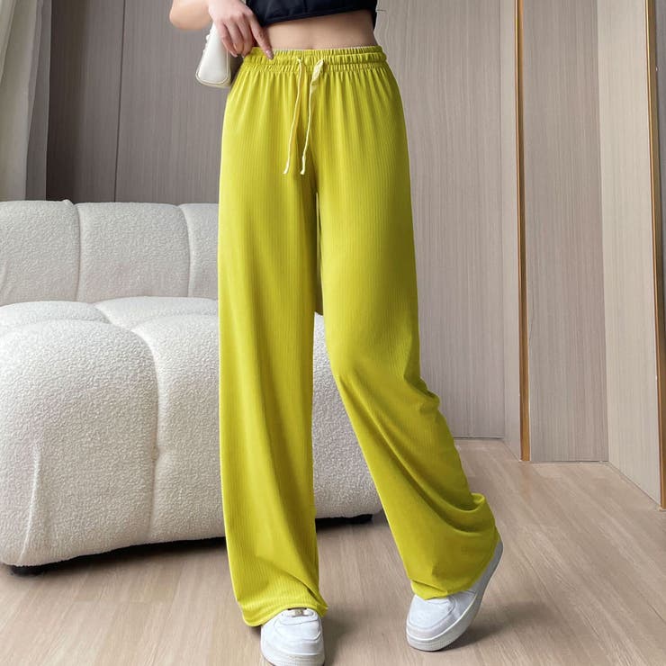 イエロー | 夏服 ワイドパンツ サマーパンツ | shoppinggo