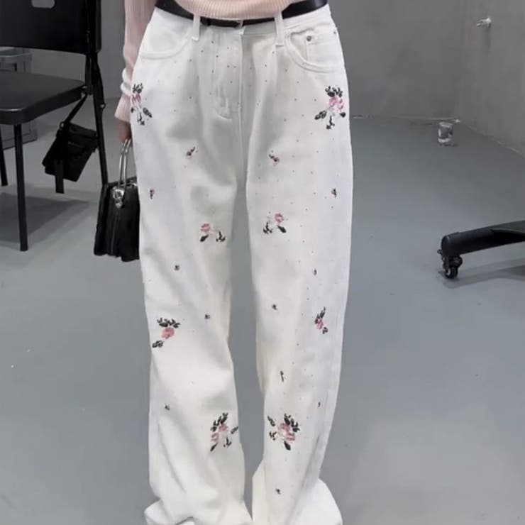 Vin ラインストーンデニムパンツ 9号 セール】ラインストーンデニムパンツ（デニムパンツ）｜SHEENA