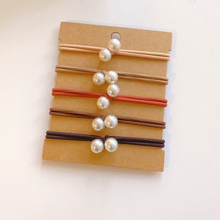 ベージュ | パールヘアゴム 5本セット おしゃれ | shoppinggo