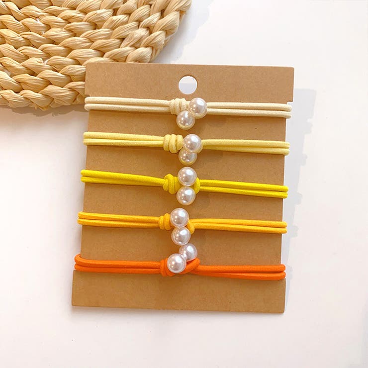 イエロー | パールヘアゴム 5本セット おしゃれ | shoppinggo