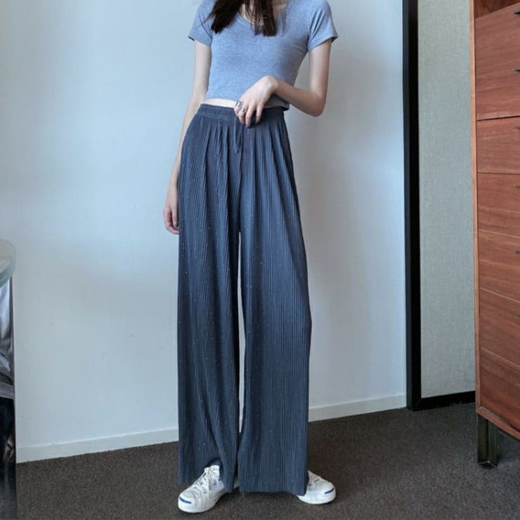 ブルー | 夏服 ワイドパンツ サマーパンツ | shoppinggo