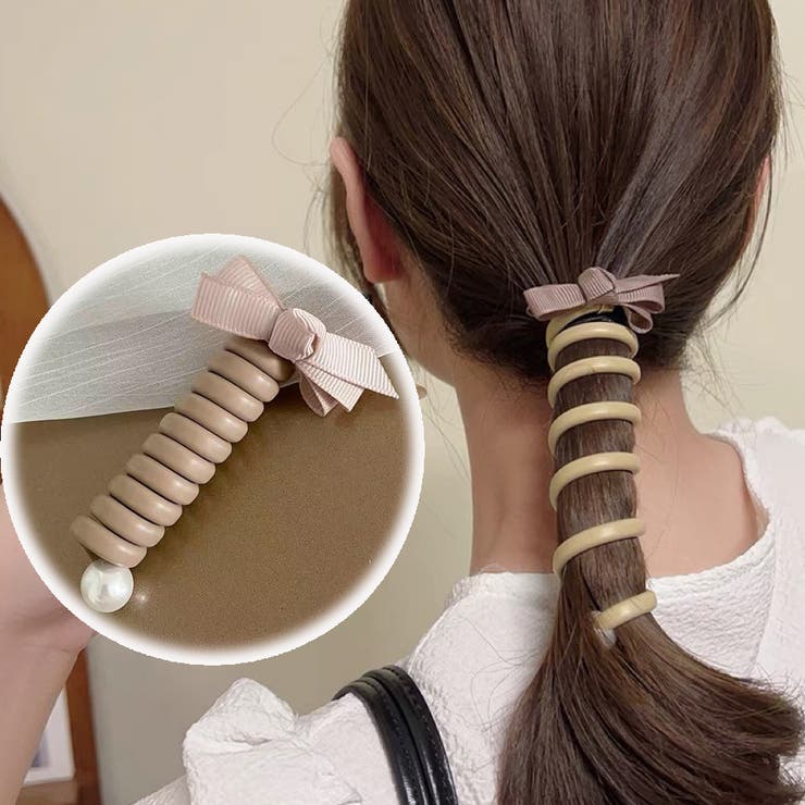 ピンク | プリングヘアゴム くるくる ヘアアクセサリー | shoppinggo