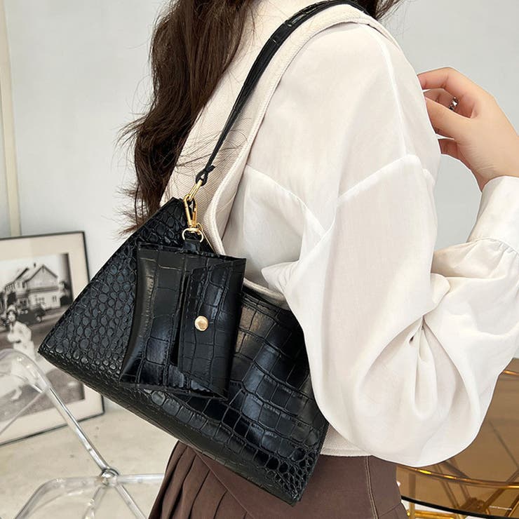 ブラック | ミニトートバッグ コインケース付き2点セット 小さめ | shoppinggo