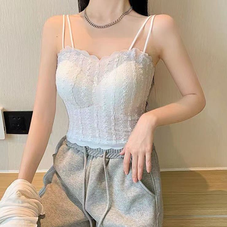 ホワイト | レースキャミソール ブラトップ ショート丈 | shoppinggo