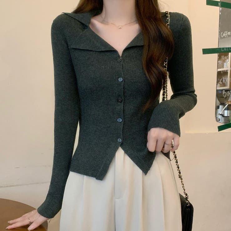 グレー | ニットトップス セーター Vネック | shoppinggo