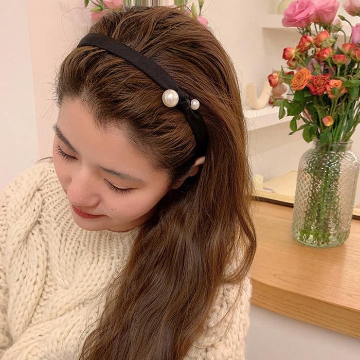 ブラック | カチューシャ パール 大人 | shoppinggo