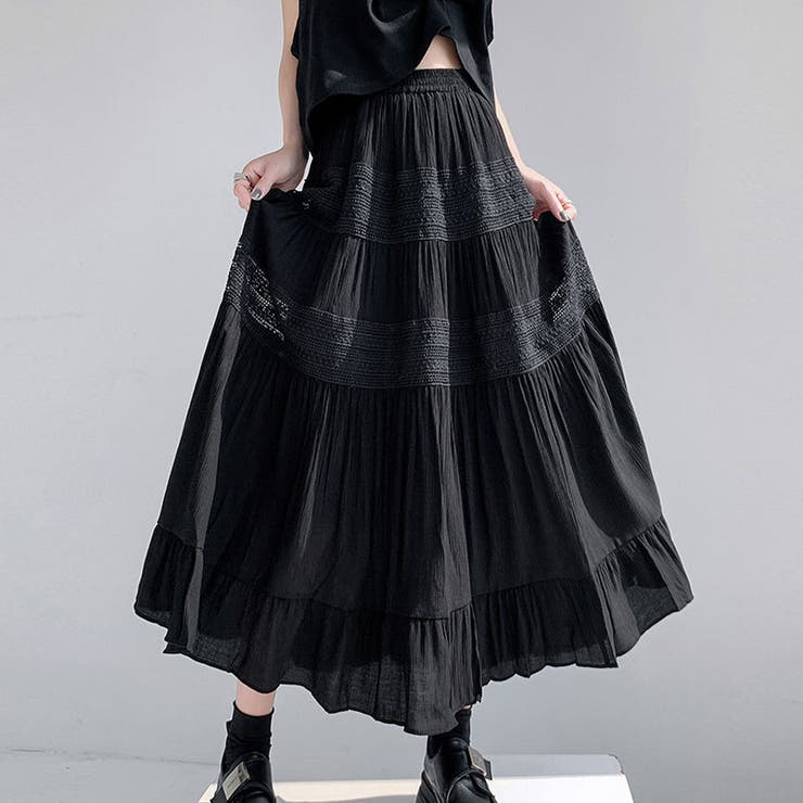 プリーツスカートロング黒 無地スカート ひざ下 | shoppinggo | 詳細画像15 