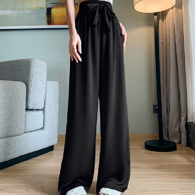 ブラック | 夏服 ワイドパンツ サマーパンツ | shoppinggo