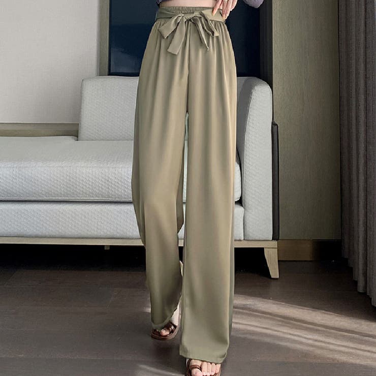 カーキ | 夏服 ワイドパンツ サマーパンツ | shoppinggo
