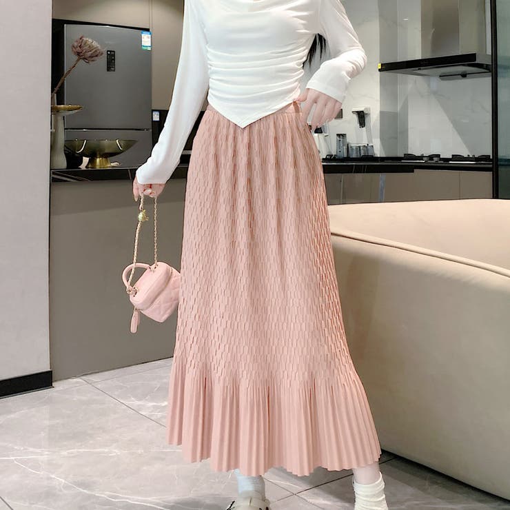 ピンク | マーメイドスカート ランダムプリーツ レディース | shoppinggo