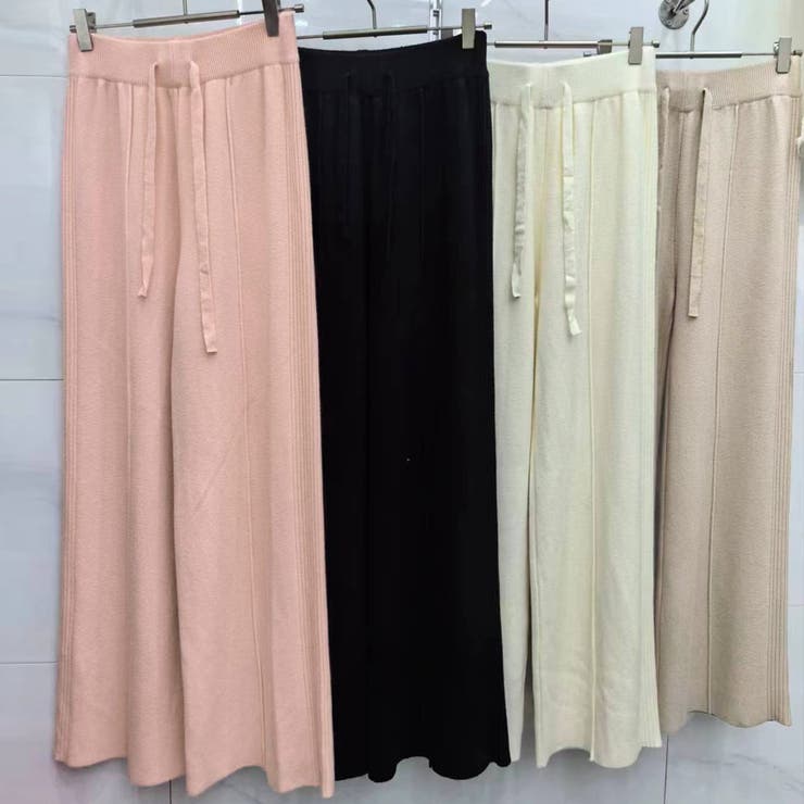 ニットパンツ リブニット ワイドパンツ | shoppinggo | 詳細画像3 