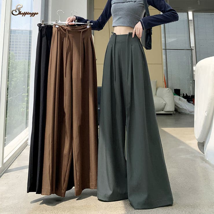 ワイドパンツ タック入り ロング丈 | shoppinggo | 詳細画像1 