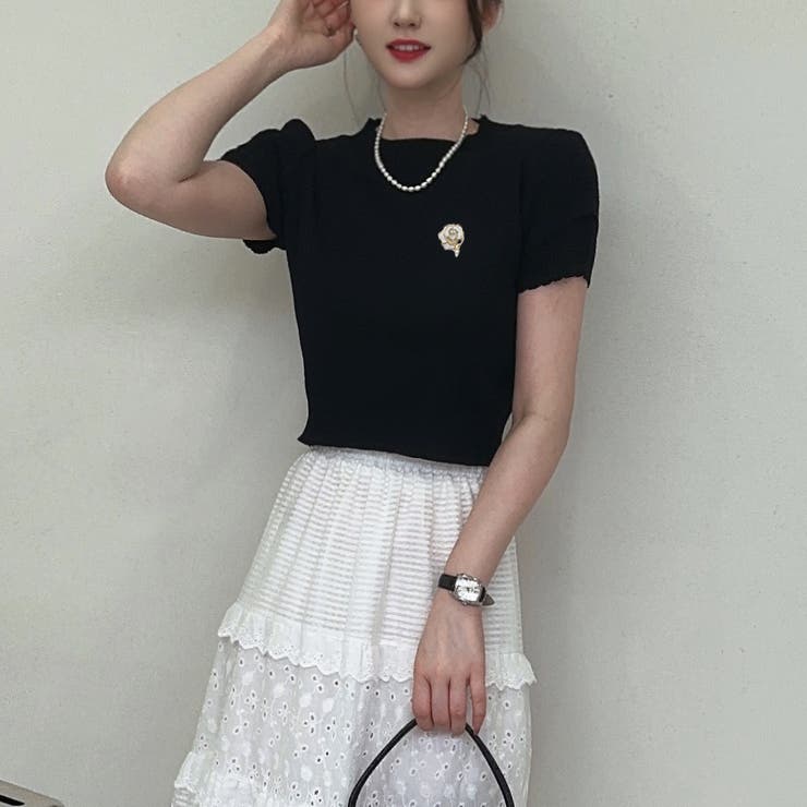 Aブラック | 夏服 新作 サマーニットトップス | shoppinggo