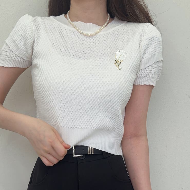 Bホワイト | 夏服 新作 サマーニットトップス | shoppinggo