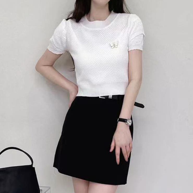 Cホワイト | 夏服 新作 サマーニットトップス | shoppinggo