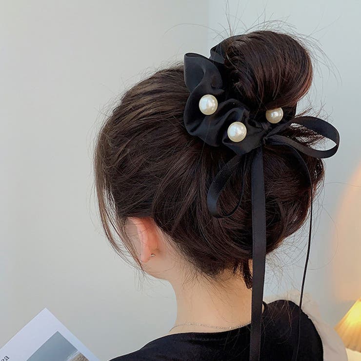 ヘアゴム リボンシュシュ パール高級感 | shoppinggo | 詳細画像5 
