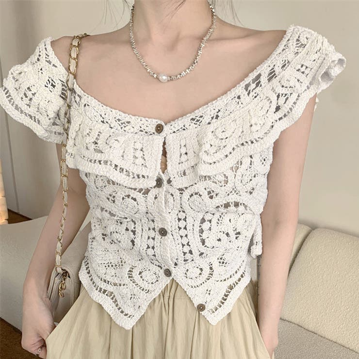 SALE】【Adonisis】3Dフラワーモチーフメッシュカーデ