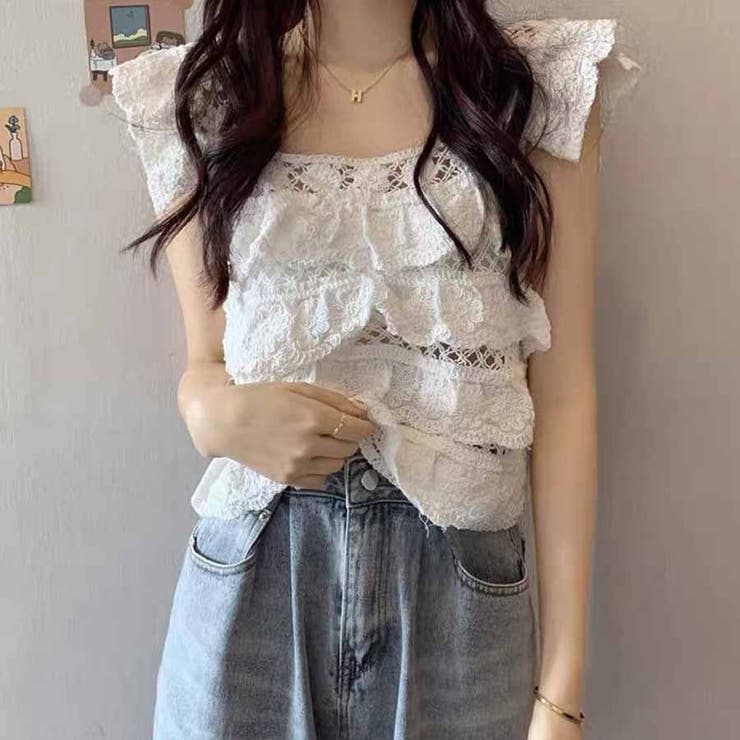 透かし編みメッシュニット スクエアネック サマーニット | shoppinggo | 詳細画像11 