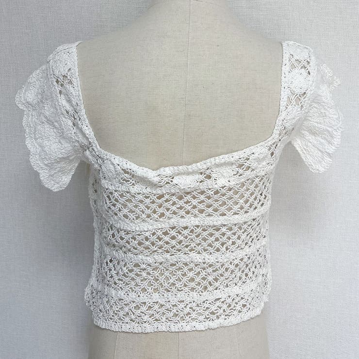 透かし編みメッシュニット スクエアネック サマーニット | shoppinggo | 詳細画像16 