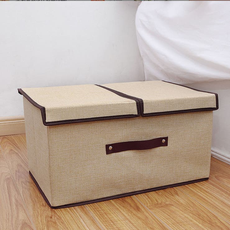 ベージュ | 収納ボックス ふた付き 折りたたみ式 | shoppinggo