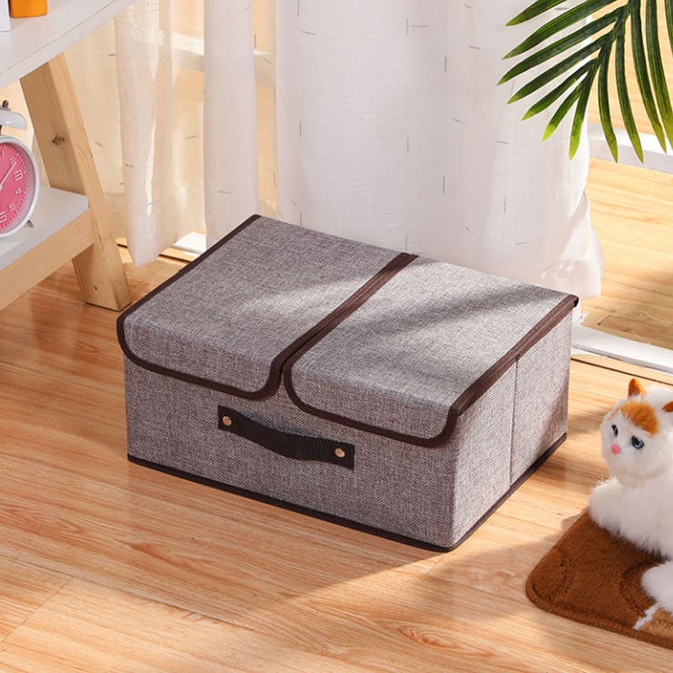 グレー | 収納ボックス ふた付き 折りたたみ式 | shoppinggo