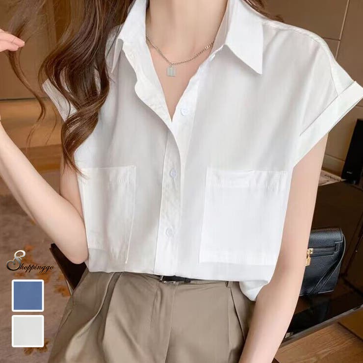 vネックブラウス スキッパーブラウス オフィス | shoppinggo | 詳細画像1 