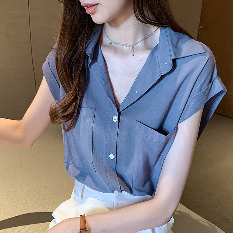 vネックブラウス スキッパーブラウス オフィス | shoppinggo | 詳細画像17 
