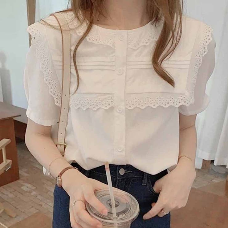 ホワイト | ブラウス ノーカラー レディース | shoppinggo