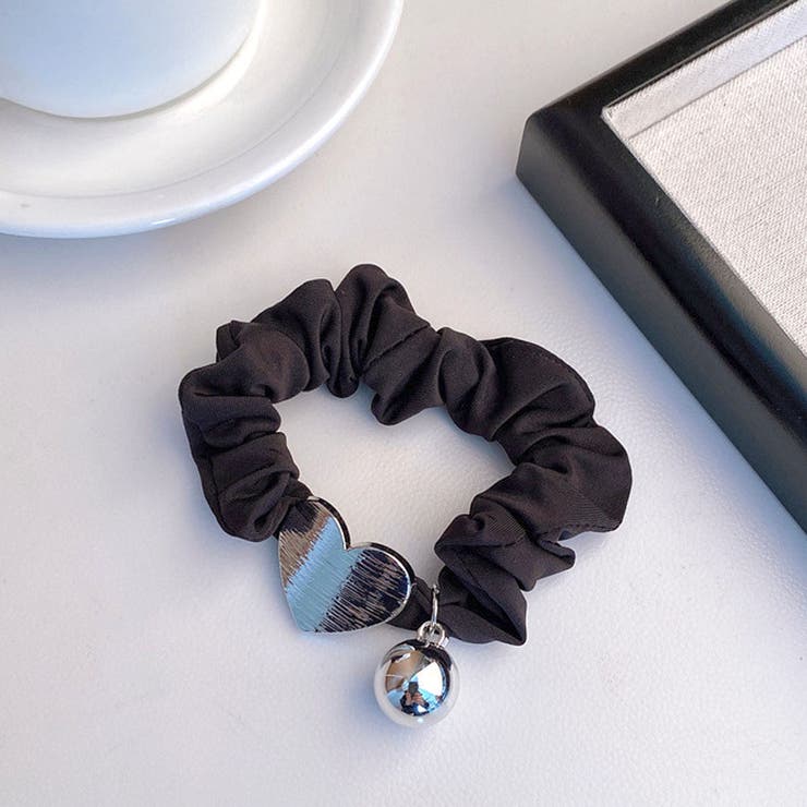 ハート | ヘアゴム リボンシュシュ 金属ビジュー | shoppinggo