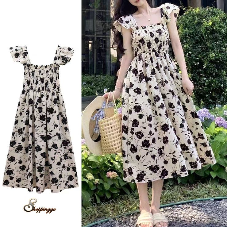 ワンピース 花柄 スクエアネック | shoppinggo | 詳細画像1 